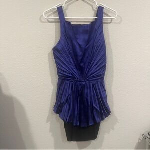 Vintage gem! Neiman Marcus purple/blue black pleated mini dress fits size small